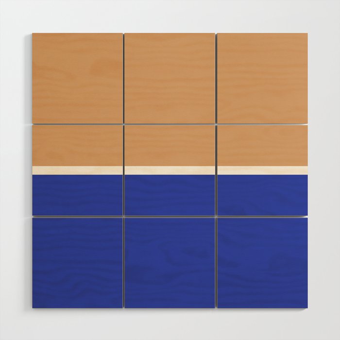 Color Block IX Peach Orange Blue Wood Wall Art Gallery Image 1