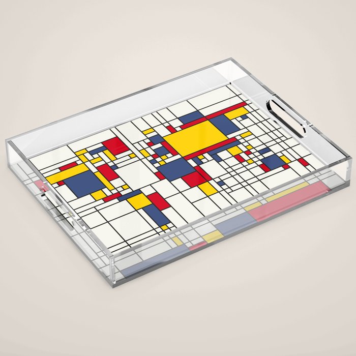 World Map Abstract Mondrian Style Acrylic Tray Gallery Image 1