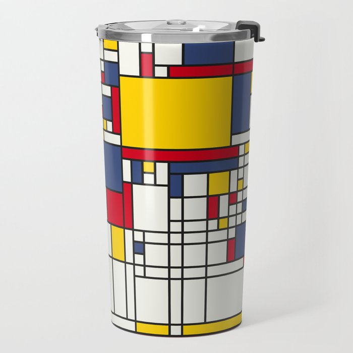 World Map Abstract Mondrian Style Travel Mug Gallery Image 2
