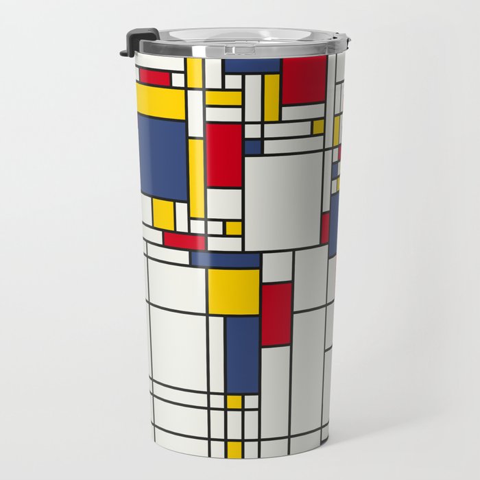 World Map Abstract Mondrian Style Travel Mug Gallery Image 3