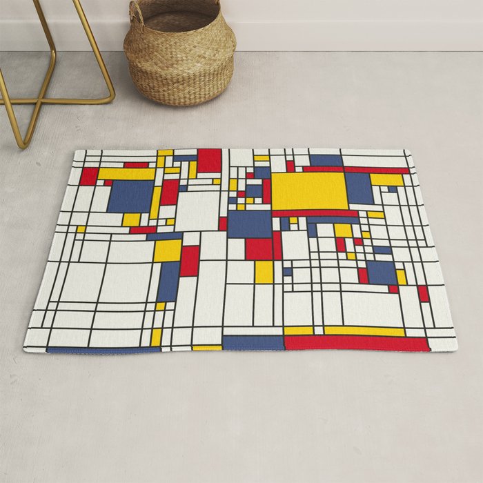 World Map Abstract Mondrian Style Rug Gallery Image 1