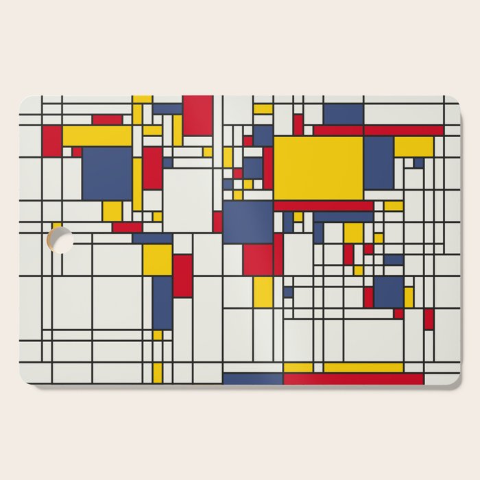World Map Abstract Mondrian Style Cutting Board Gallery Image 1