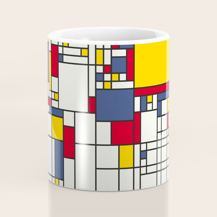 World Map Abstract Mondrian Style Coffee Mug Gallery Image 4