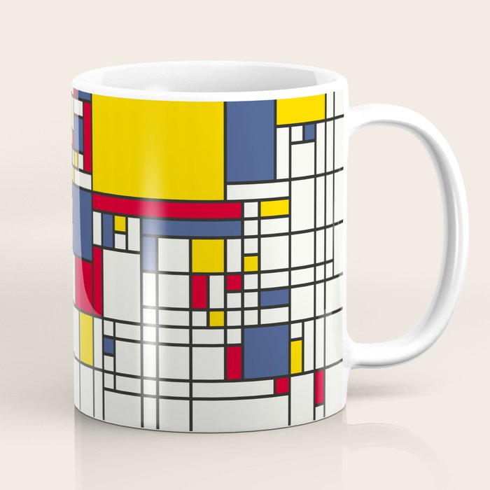 World Map Abstract Mondrian Style Coffee Mug Gallery Image 1