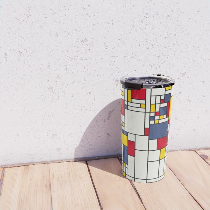 World Map Abstract Mondrian Style Travel Mug Gallery Image 4