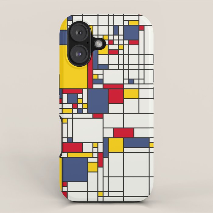 World Map Abstract Mondrian Style iPhone Case Gallery Image 1