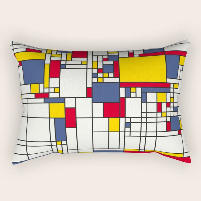 World Map Abstract Mondrian Style Rectangular Pillow Gallery Image 1
