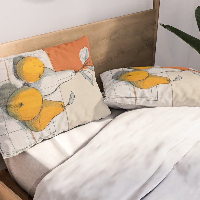 Modern Pear Still Life Pillow Sham Gallery Image 2