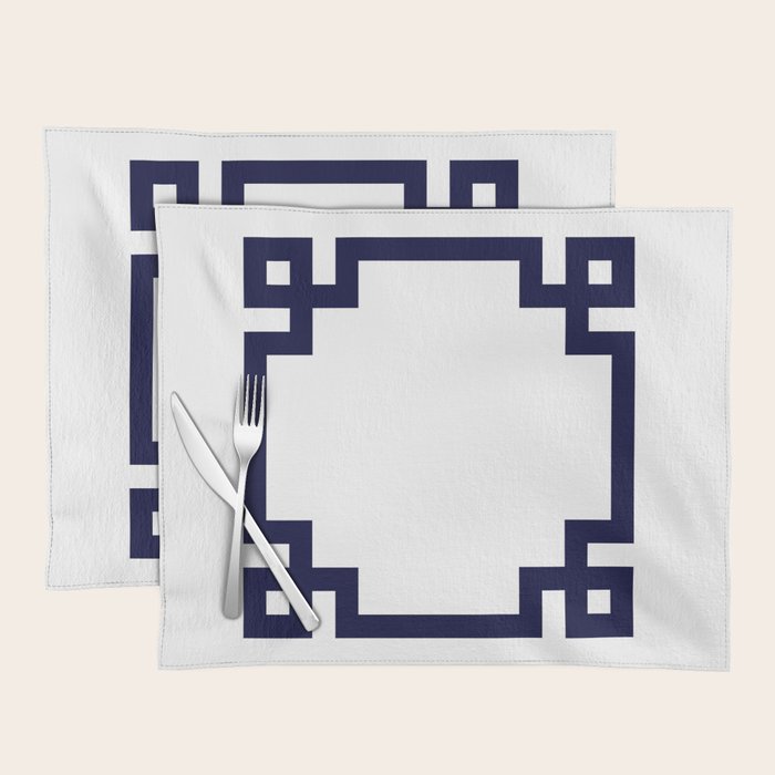 Greek Key Square Navy Blue On White Placemat Gallery Image 1