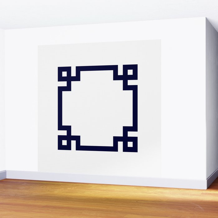 Greek Key Square Navy Blue On White Wall Mural Gallery Image 2