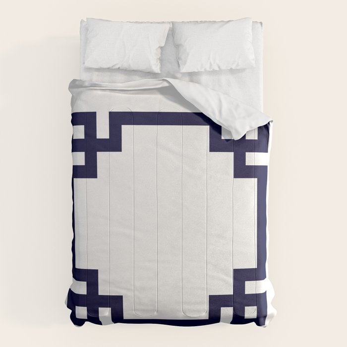Greek Key Square Navy Blue On White Comforter Gallery Image 6