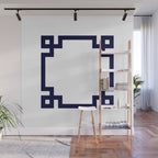 Greek Key Square Navy Blue On White Wall Mural Gallery Image 1