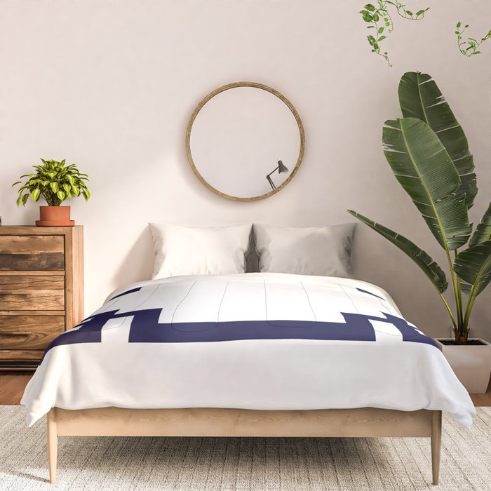Greek Key Square Navy Blue On White Comforter Gallery Image 3