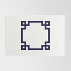 Greek Key Square Navy Blue On White Rug Gallery Image 2