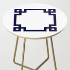 Greek Key Square Navy Blue On White Side Table Gallery Image 2