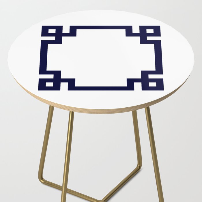 Greek Key Square Navy Blue On White Side Table Gallery Image 2