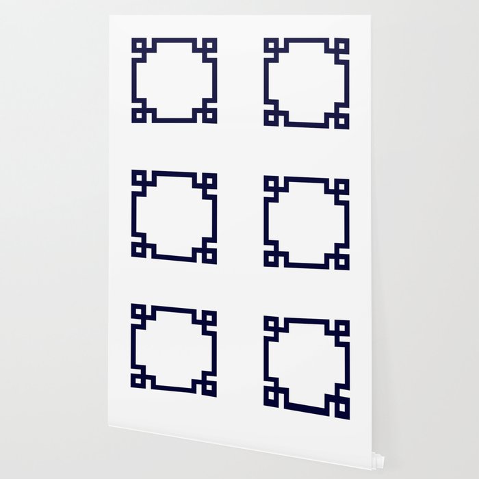 Greek Key Square Navy Blue On White Wallpaper Gallery Image 2