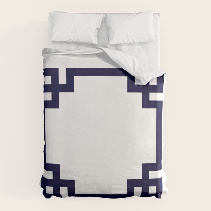 Greek Key Square Navy Blue On White Duvet Cover Gallery Image 6
