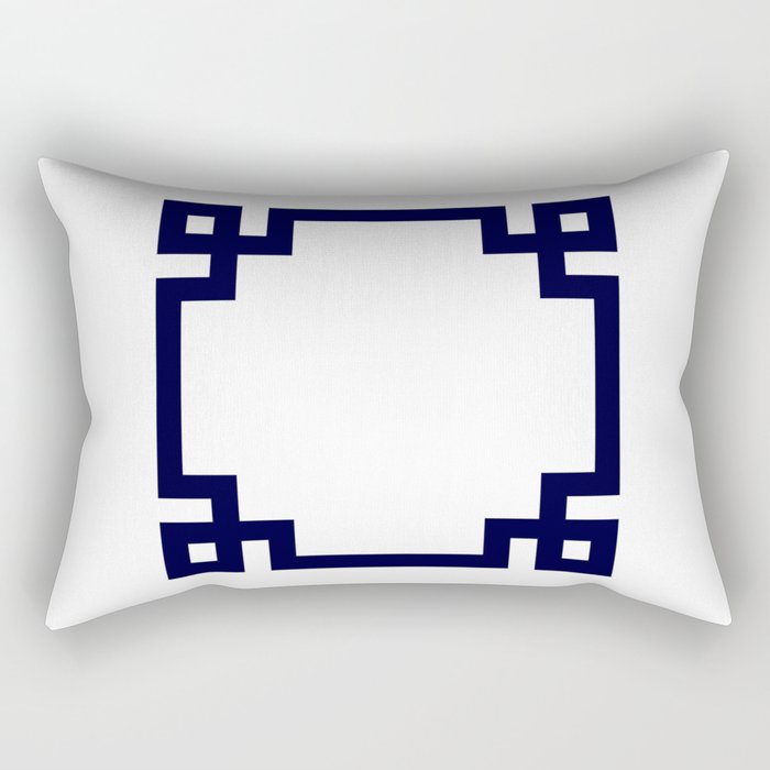 Greek Key Square Navy Blue On White Rectangular Pillow Gallery Image 2