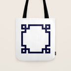 Greek Key Square Navy Blue On White Tote Bag Gallery Image 1