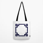 Greek Key Square Navy Blue On White Tote Bag Gallery Image 2