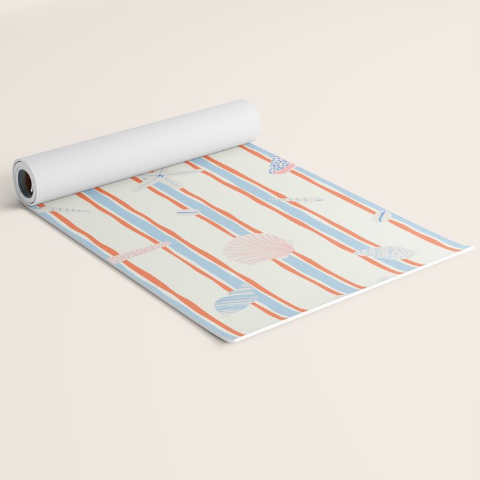 Vintage marine sea shell summer art pattern Yoga Mat Gallery Image 2