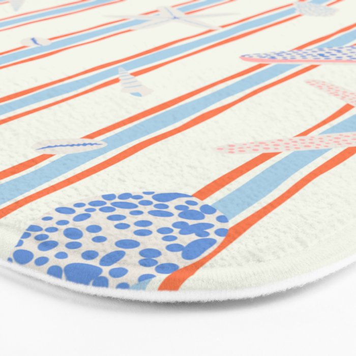 Vintage marine sea shell summer art pattern Bath Mat Gallery Image 3