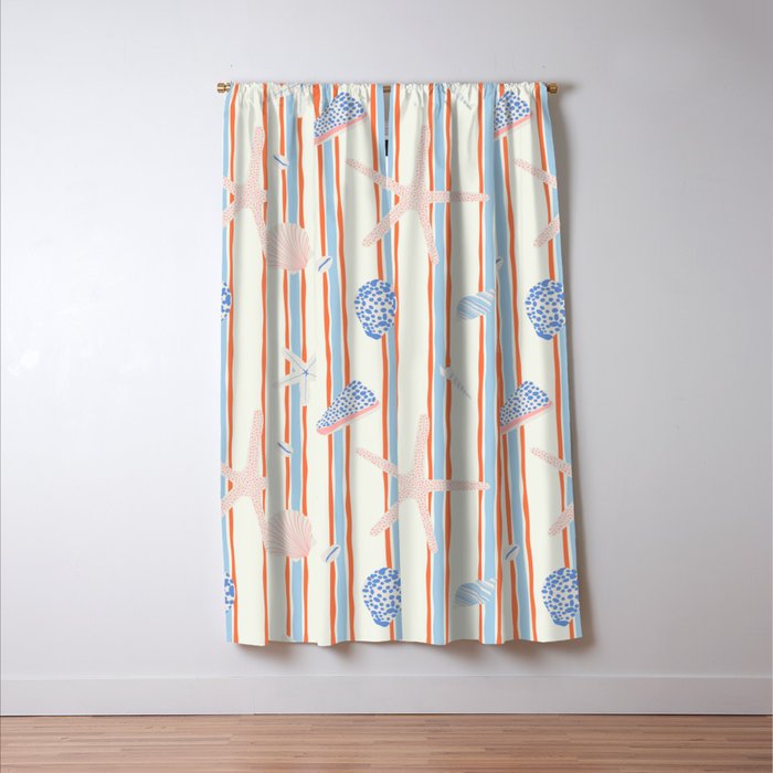 Vintage marine sea shell summer art pattern Window Curtain Gallery Image 3
