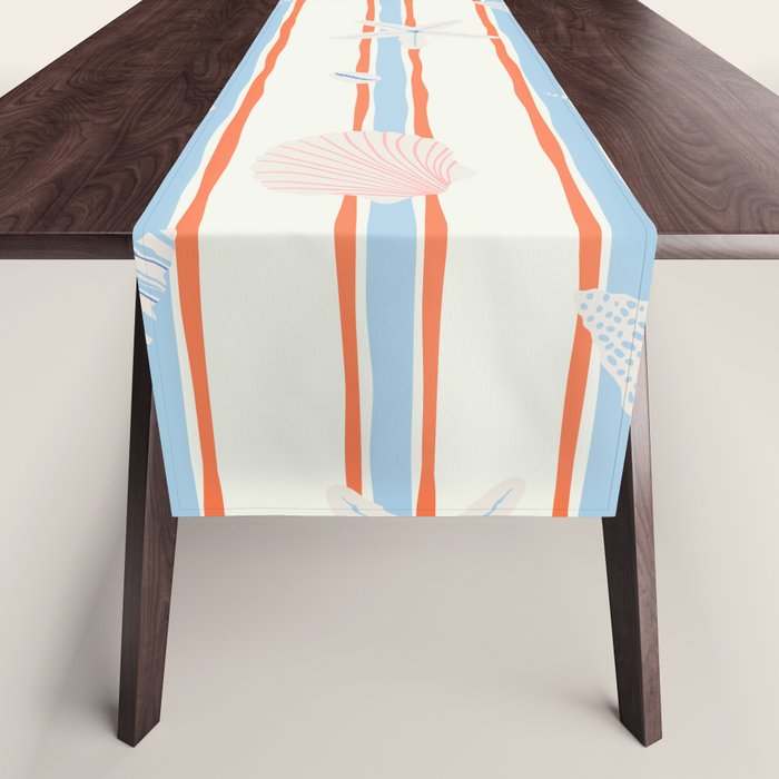 Vintage marine sea shell summer art pattern Table Runner Gallery Image 1