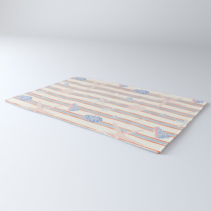 Vintage marine sea shell summer art pattern Rug Gallery Image 3