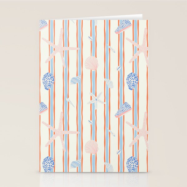 Vintage marine sea shell summer art pattern Stationery Card Gallery Image 2