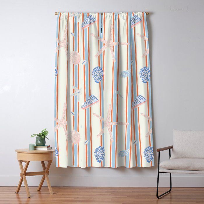 Vintage marine sea shell summer art pattern Window Curtain Gallery Image 5