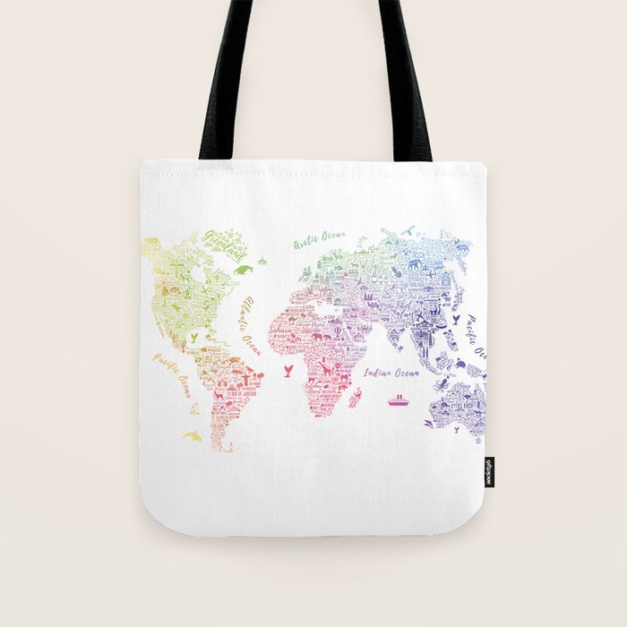 Rainbow world map Tote Bag Gallery Image 1