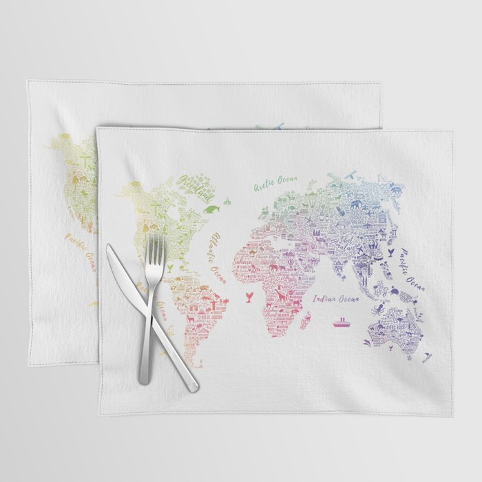 Rainbow world map Placemat Gallery Image 1