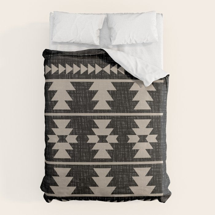 Southwestern Pattern 129 Black and Linen Duvet Cover Gallery Image 6