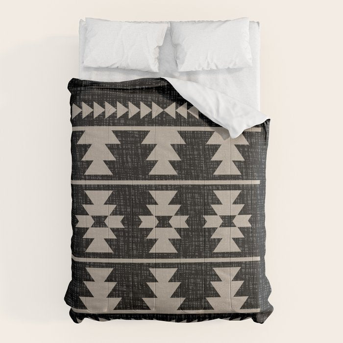 Southwestern Pattern 129 Black and Linen Comforter Gallery Image 6