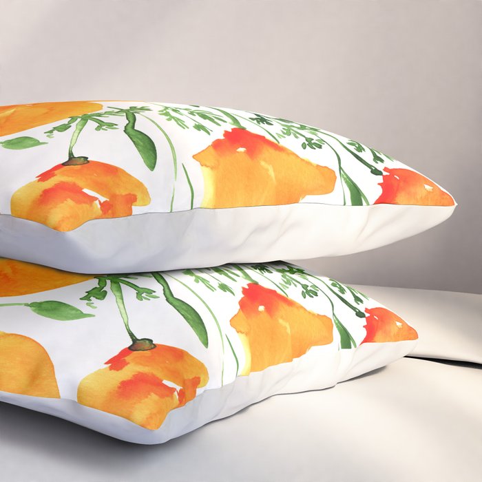 Watercolor California poppies Pillow Sham Gallery Image 3