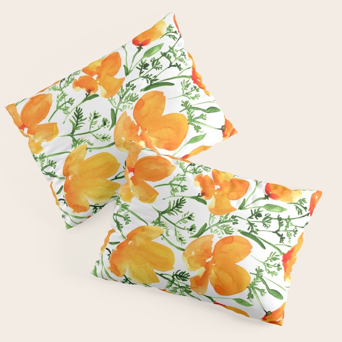 Watercolor California poppies Pillow Sham Gallery Image 3