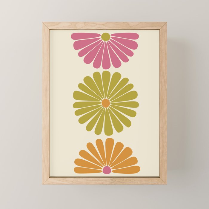 Retro Summer Daisies VIII Mini Art Print Gallery Image 1