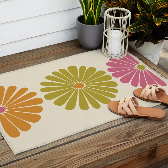 Retro Summer Daisies VIII Outdoor Rug Gallery Image 2