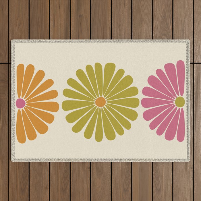 Retro Summer Daisies VIII Outdoor Rug Gallery Image 1