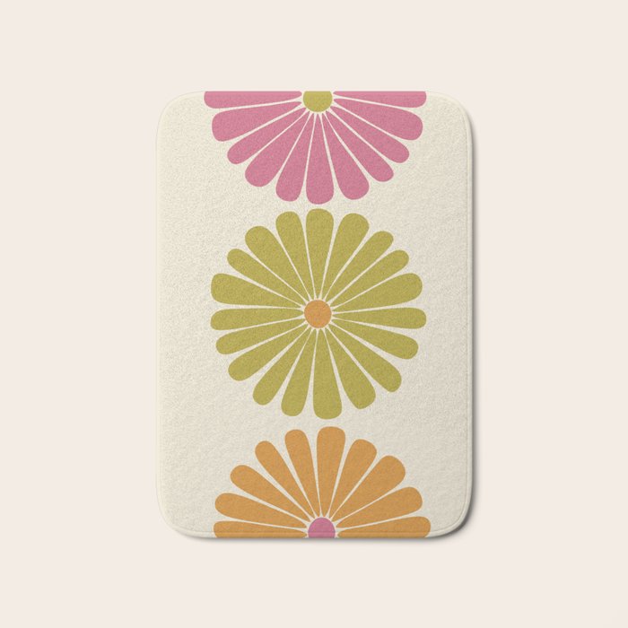 Retro Summer Daisies VIII Bath Mat Gallery Image 1