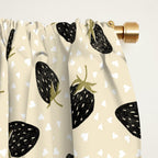 Sweet Strawberries - black, moss, cream, and white Window Curtain Gallery Image 2