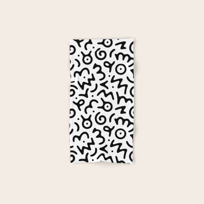 Abstract fun symbol doodle art pattern Bath Towel Gallery Image 1