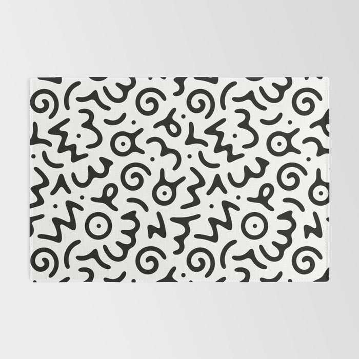 Abstract fun symbol doodle art pattern Rug Gallery Image 2