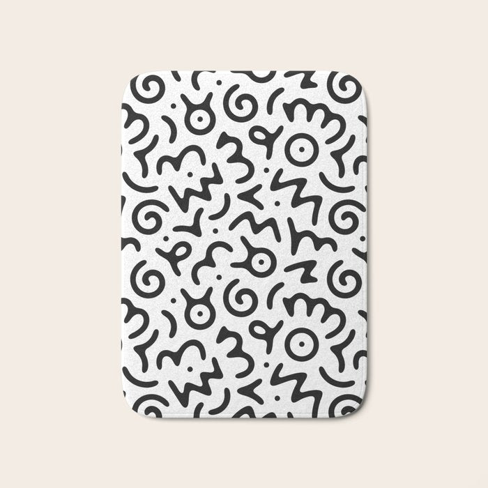Abstract fun symbol doodle art pattern Bath Mat Gallery Image 1