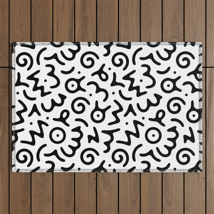 Abstract fun symbol doodle art pattern Outdoor Rug Gallery Image 1