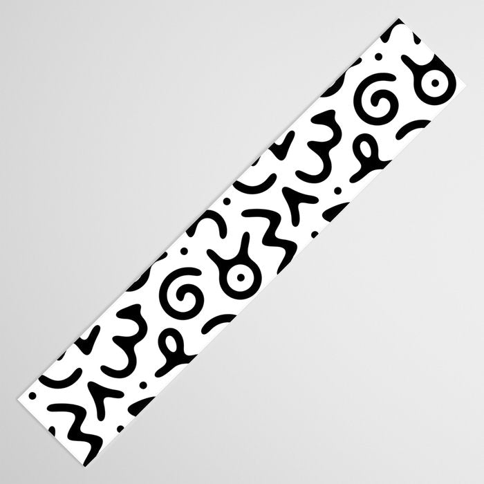 Abstract fun symbol doodle art pattern Table Runner Gallery Image 3