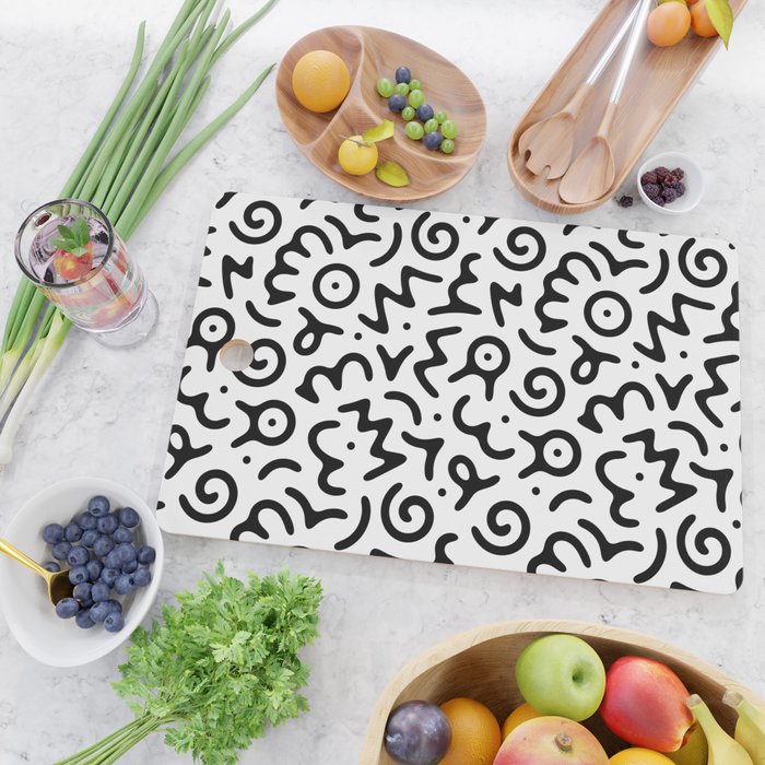 Abstract fun symbol doodle art pattern Cutting Board Gallery Image 2