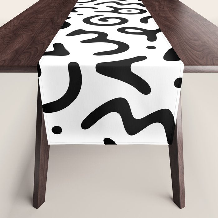 Abstract fun symbol doodle art pattern Table Runner Gallery Image 1